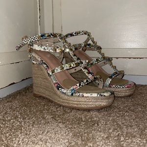 Iridescent wedge sandals
